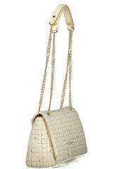 Mala Valentino (Bege/Marfim) – Bolsa de Ombro com Corrente e Acabamento Texturado