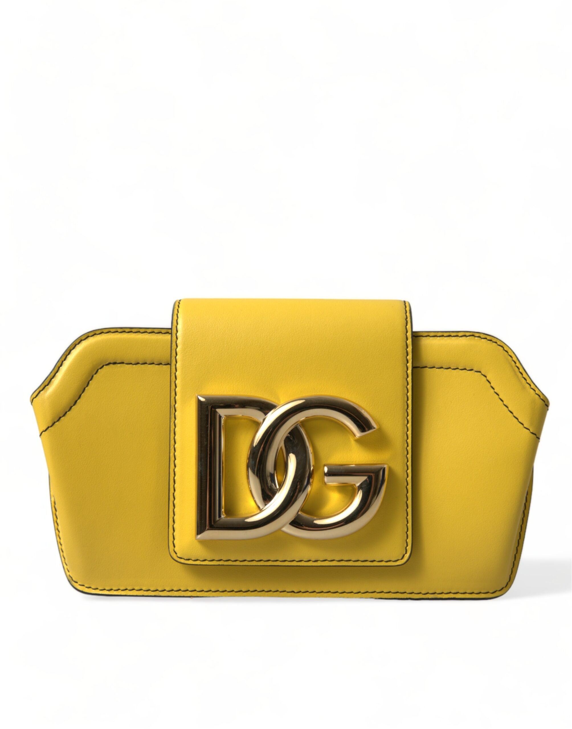 Mala Clutch Dolce & Gabbana – Elegância Escultural em Amarelo Girassol