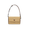 Mala de Ombro Guess – Izzy Stripe Flap Bag em Bege e Camel