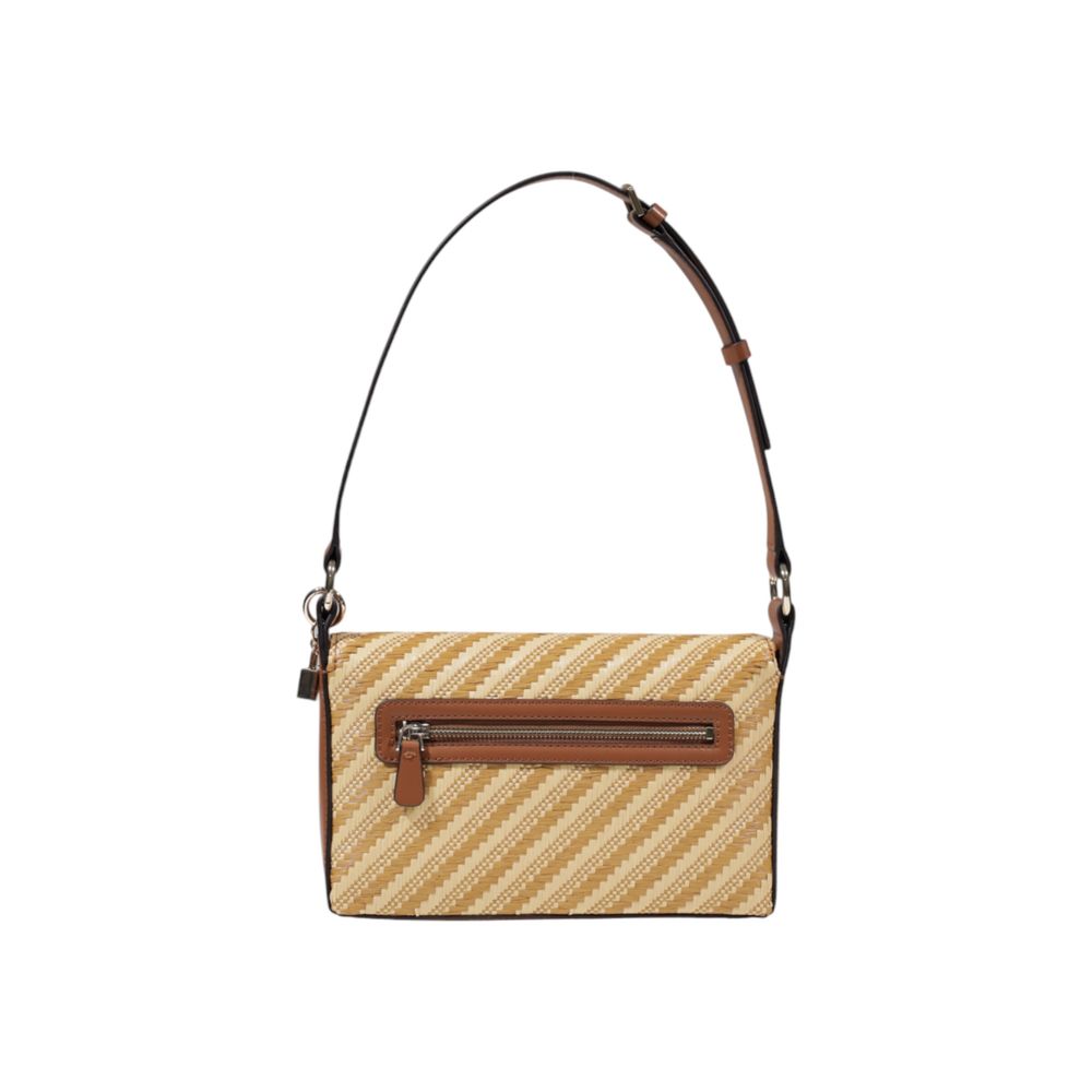 Mala de Ombro Guess – Izzy Stripe Flap Bag em Bege e Camel