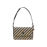 Mala de Ombro Guess – Izzy Stripe Flap Bag em Preto e Bege
