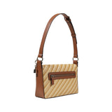 Mala de Ombro Guess – Izzy Stripe Flap Bag em Bege e Camel