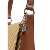 Mala de Ombro Guess – Izzy Stripe Flap Bag em Bege e Camel