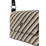 Mala de Ombro Guess – Izzy Stripe Flap Bag em Preto e Bege