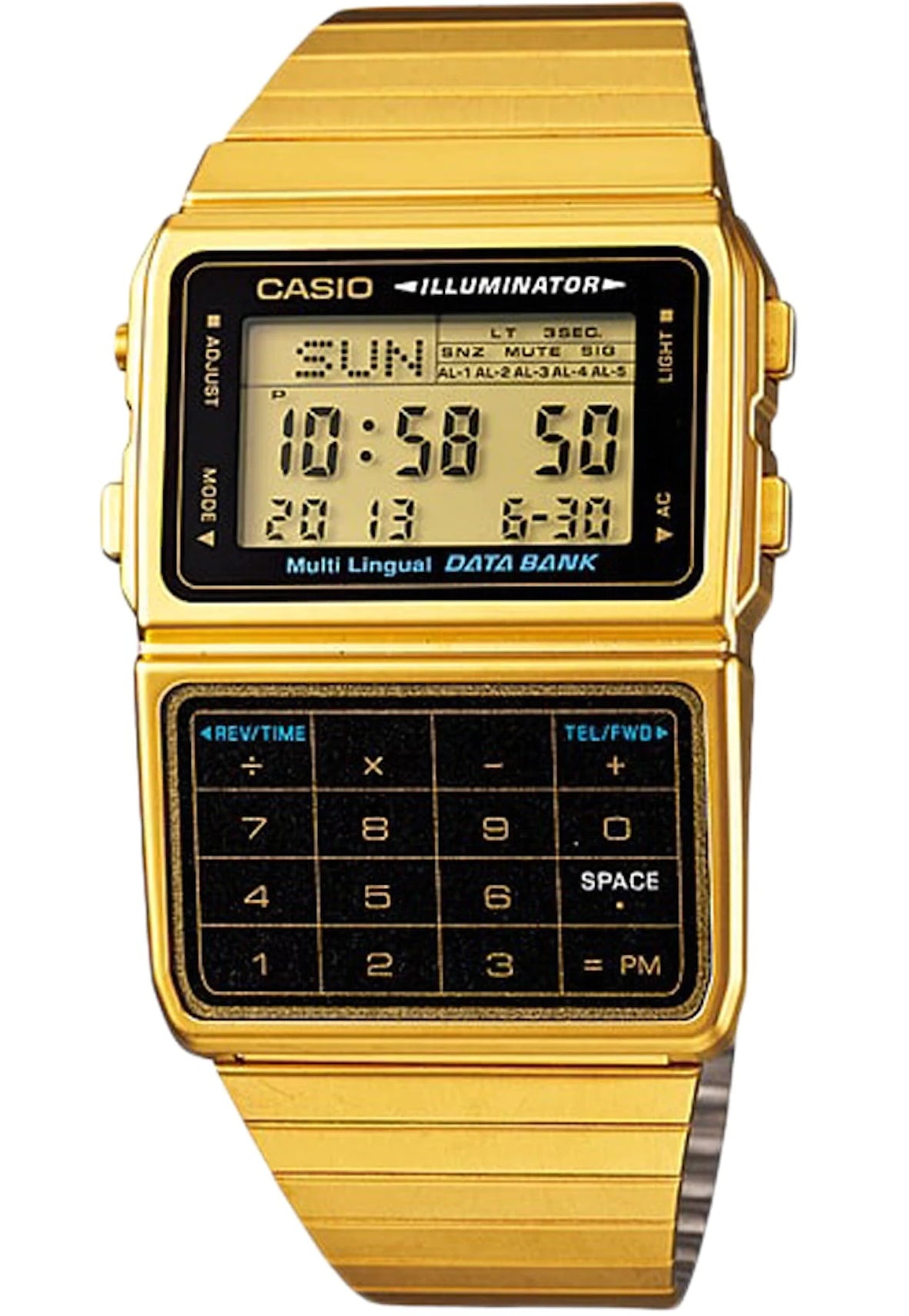 CASIO Collection & Vintage - CALCULATRICE DATABANK, Or et Noir