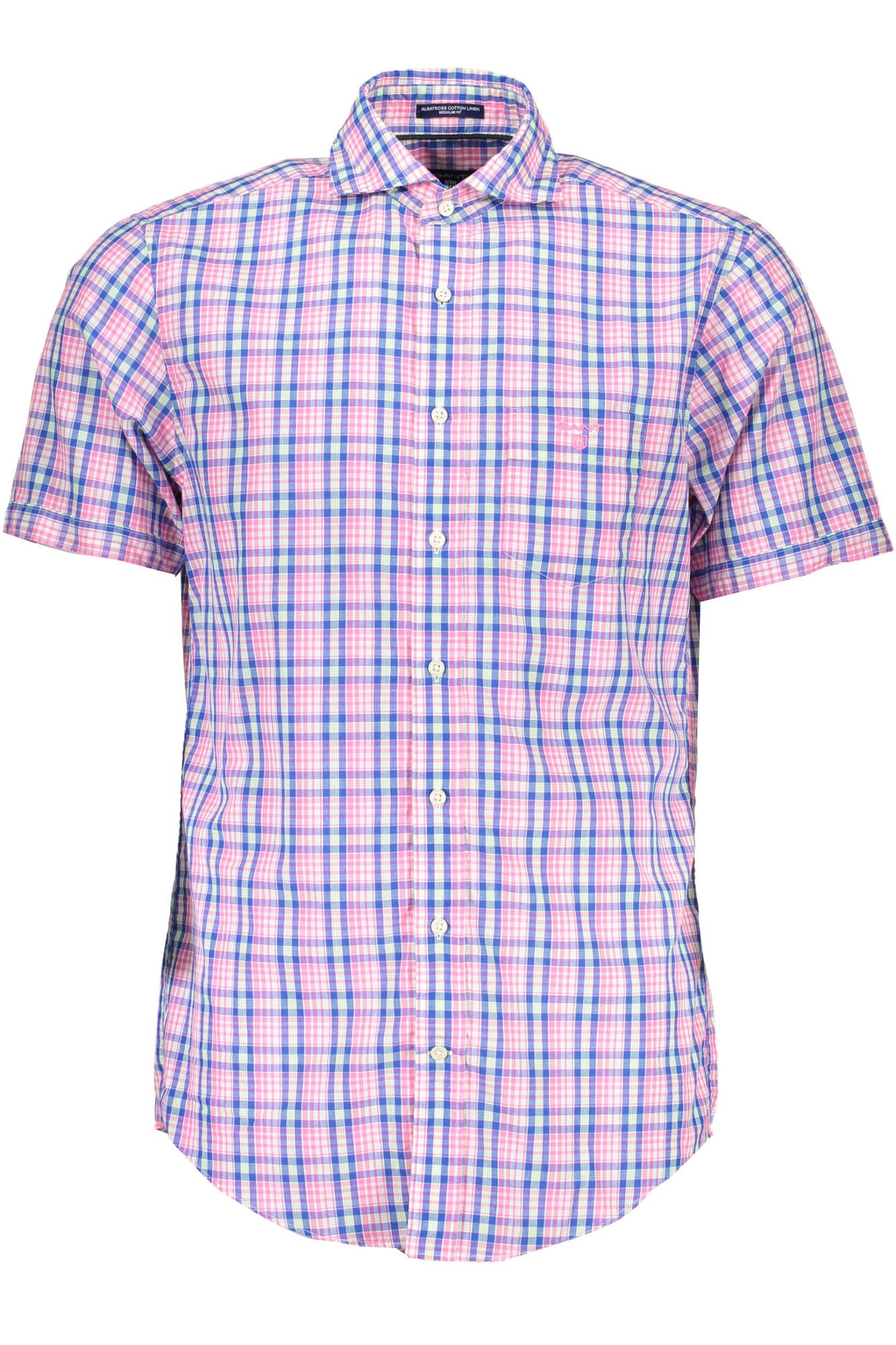 Camisa GANT (Rosa e Azul) – Camisa de Manga Curta com Padrão Xadrez