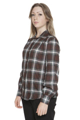 Camisa GANT Feminina aos Quadrados Castanho – Estilo Casual com Elegância