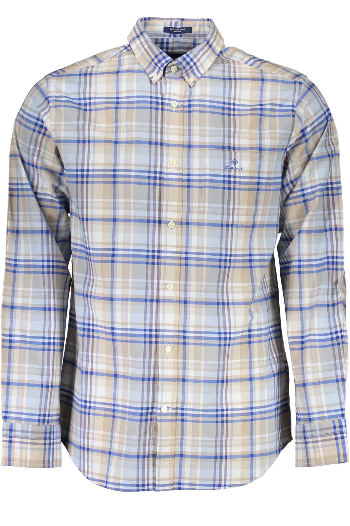 Camisa GANT (Azul e Amarelo) – Camisa de Manga Comprida com Padrão Xadrez