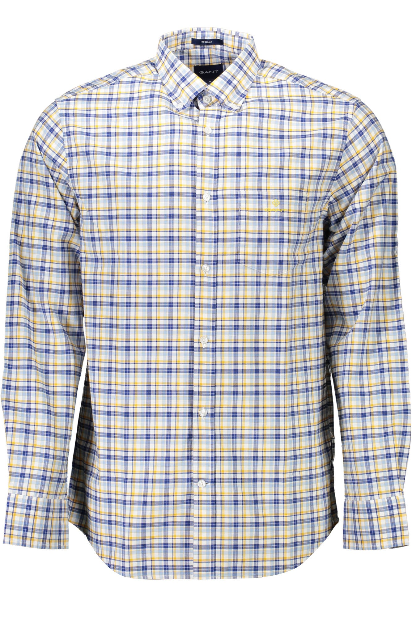 Camisa GANT (Azul e Amarelo) – Camisa Masculina de Manga Comprida com Padrão Xadrez