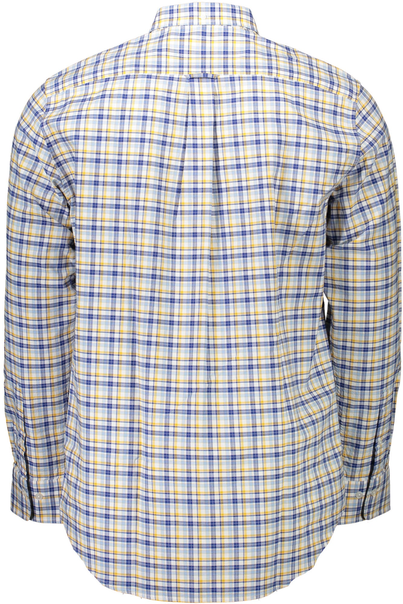 Camisa GANT (Azul e Amarelo) – Camisa Masculina de Manga Comprida com Padrão Xadrez