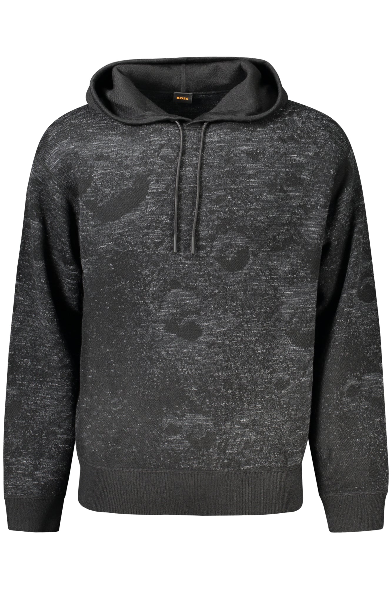 Hoodie BOSS (Preto/Cinzento) – Sweatshirt com Capuz e Efeito Texturizado