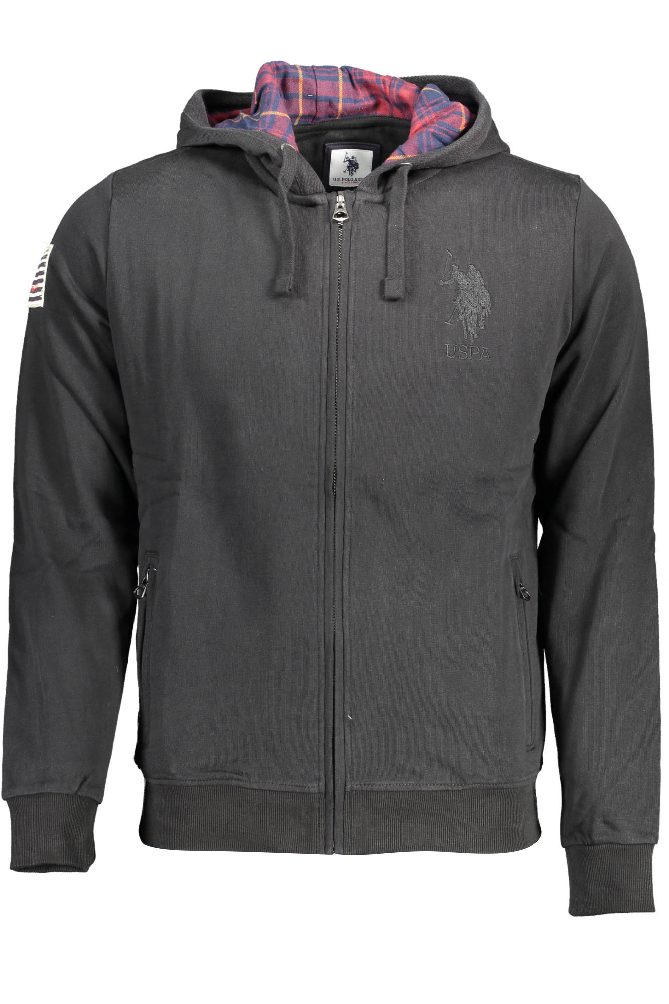 Hoodie U.S. POLO ASSN. Preta – Sweatshirt Masculina com Fecho, Capuz e Interior Contrastante