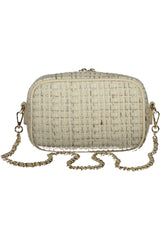 Mala Valentino (Bege/Marfim) – Bolsa a Tiracolo com Corrente e Acabamento Texturado