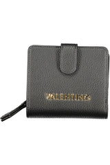 Carteira Valentino (Preto) – Carteira Compacta com Fecho Zip e Logótipo Dourado