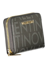 Carteira Valentino (Cinzento) – Carteira Compacta com Fecho Zip e Padrão Monograma