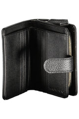 Carteira Valentino (Preto) – Carteira Compacta com Fecho Zip e Logótipo Dourado